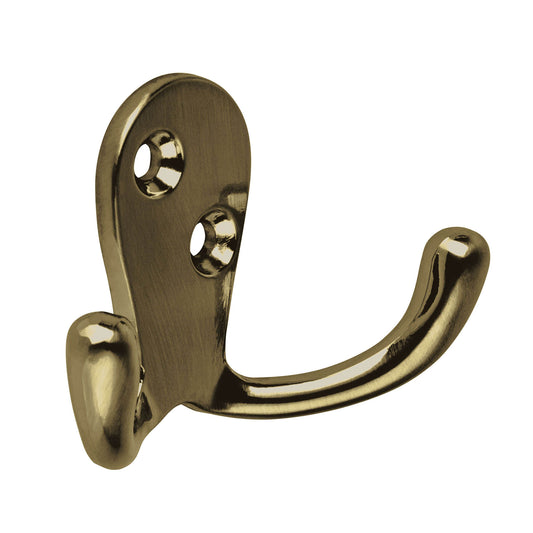 Gancho doble tipo perchero, latón antiguo, Hermex Caja con 12, 48357