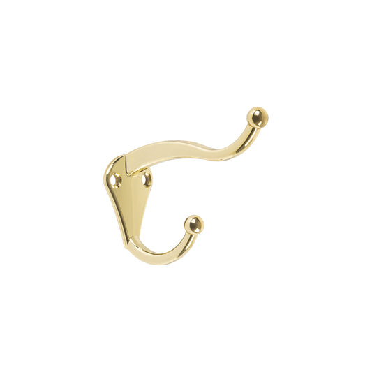 Gancho doble largo y corto tipo perchero, chico, latón Caja con 12, 46358