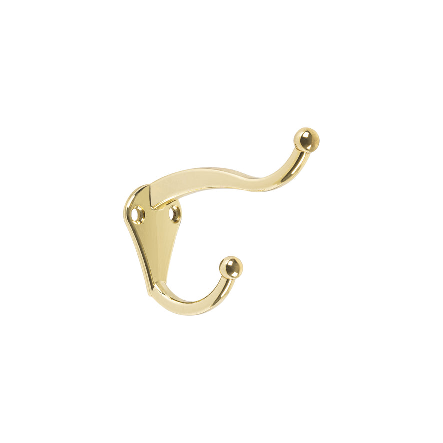 Gancho doble largo y corto tipo perchero, chico, latón Caja con 12, 46358