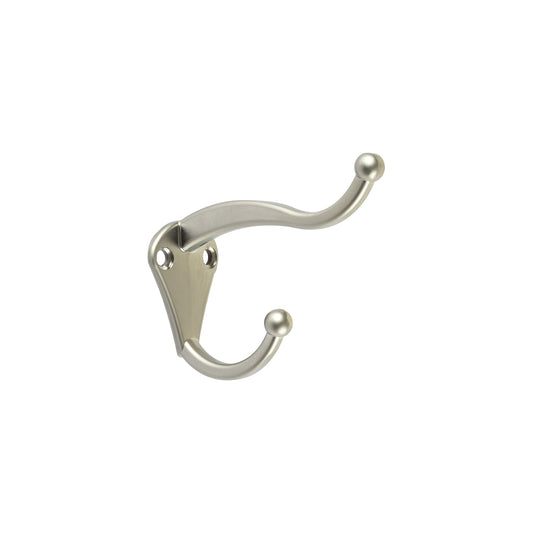 Gancho doble largo y corto tipo perchero,chico, cromo mate Caja con 12, 46366