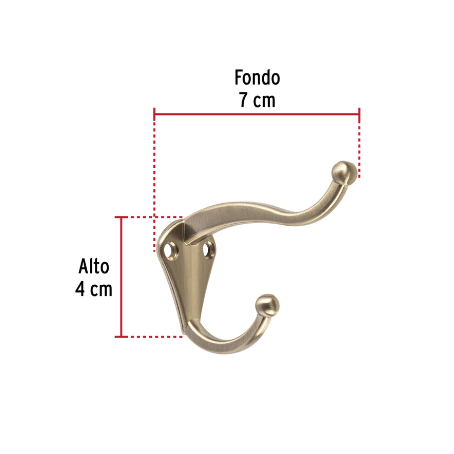 Gancho doble largo y corto tipo perchero, chico, niquel Caja con 12, 46367