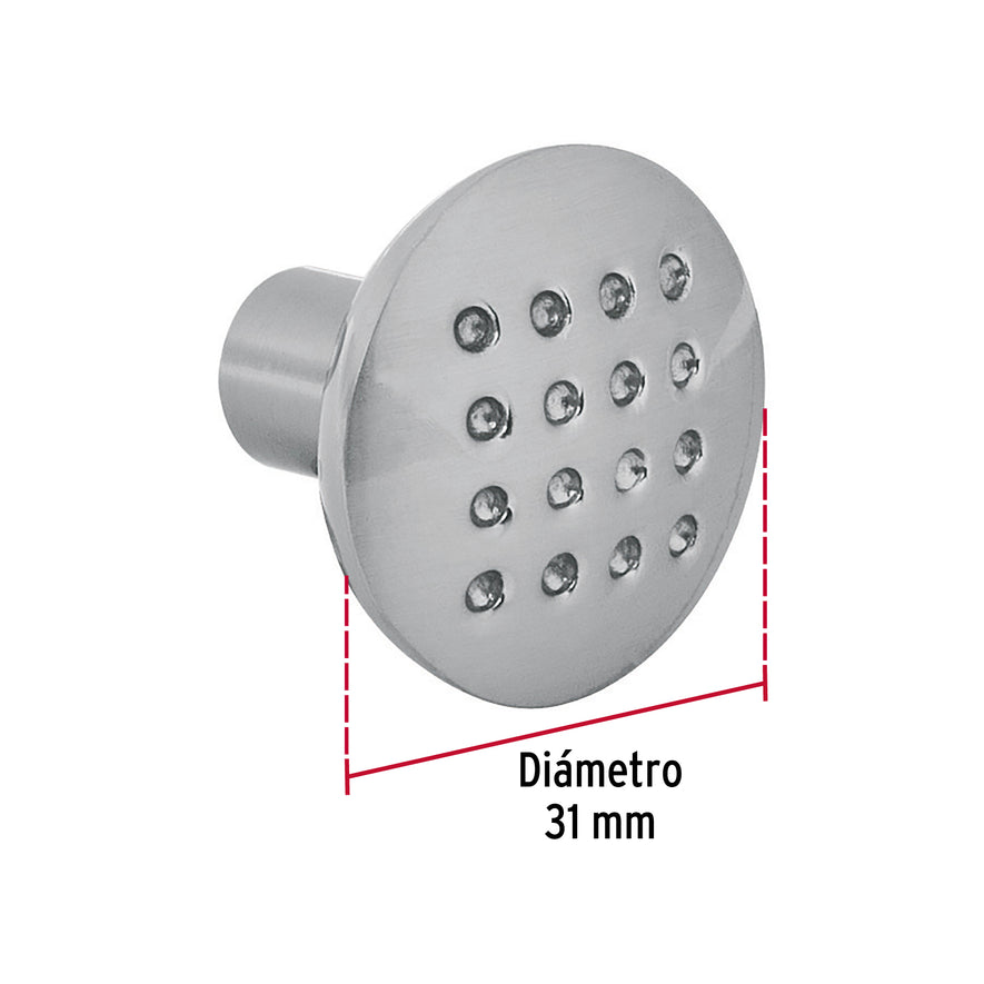 Perilla metálica estilo 'Contempo', níquel satinado, Hermex Caja con 12, 43805