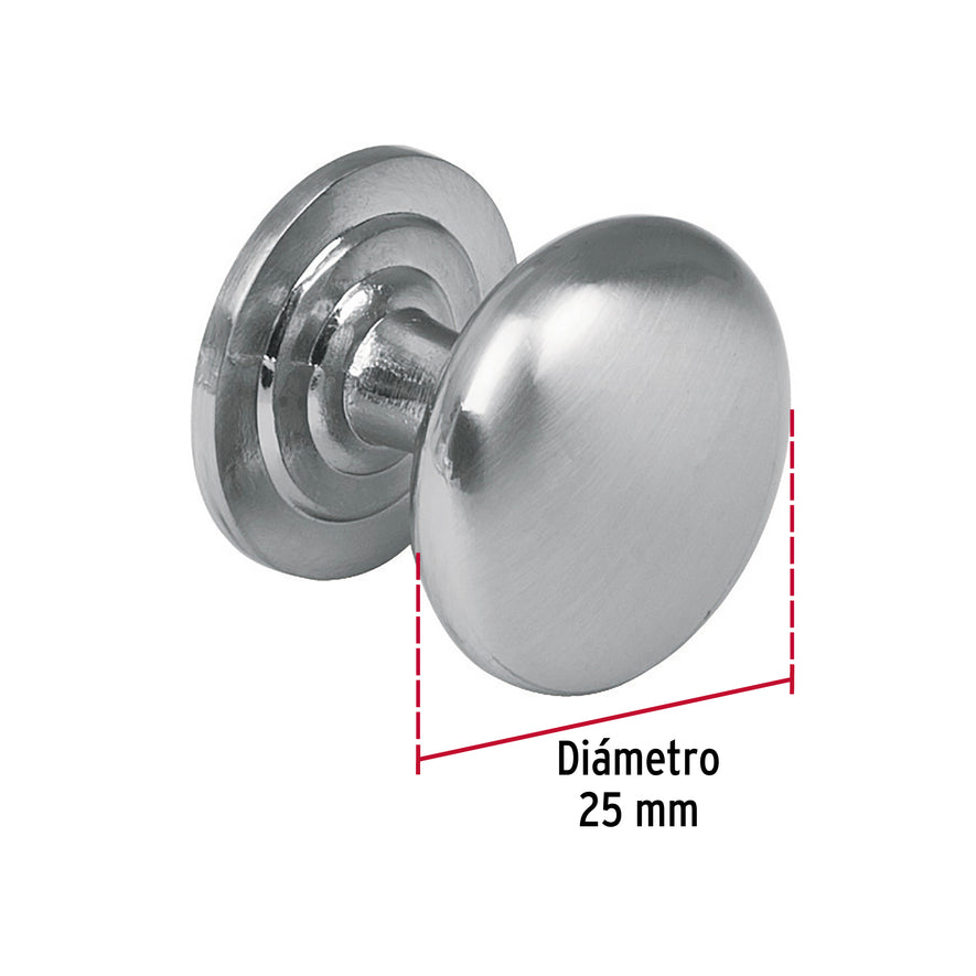 Perilla metálica estilo 'Arco', níquel satinado, Hermex Caja con 12, 43809