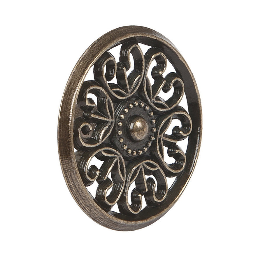 Perilla metálica estilo 'Colonial', acabado latón antiguo Caja con 12, 43817