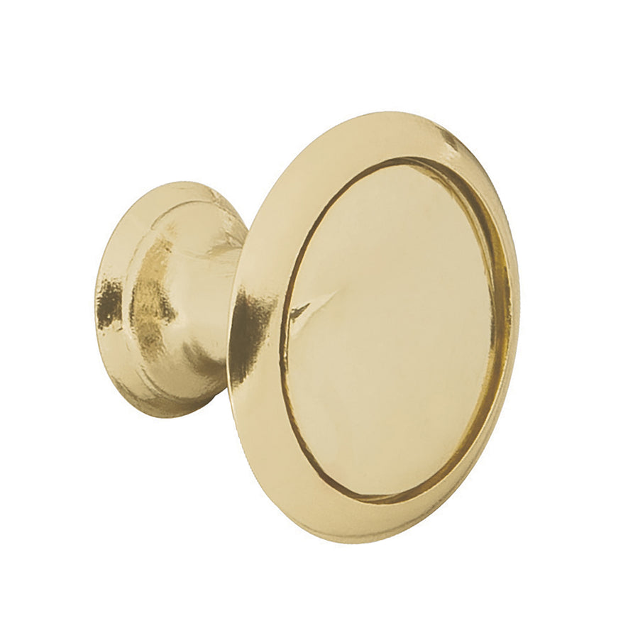 Perilla metálica estilo 'Moderno', latón brillante, Hermex Caja con 12, 43812