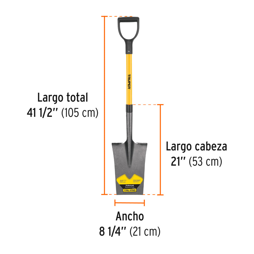 Pala escarramán Tru Pro, puño 'Y', mango de fibra de vidrio Caja con 3, 17152