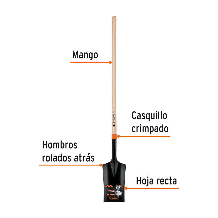 Pala escarramán T-2000, mango largo 45', Truper Caja con 3, 17226