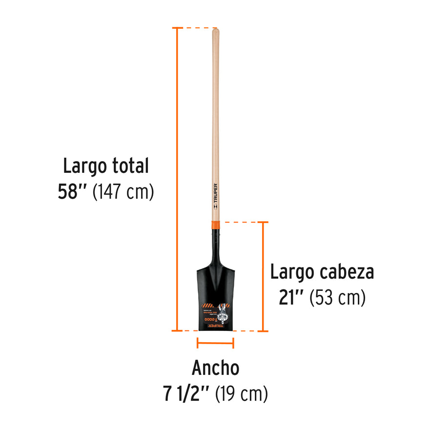 Pala escarramán T-2000, mango largo 45', Truper Caja con 3, 17226