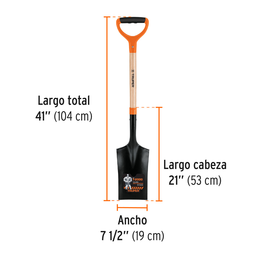 Pala escarramán T-2000, puño doble 'Y', Truper Caja con 3, 102454