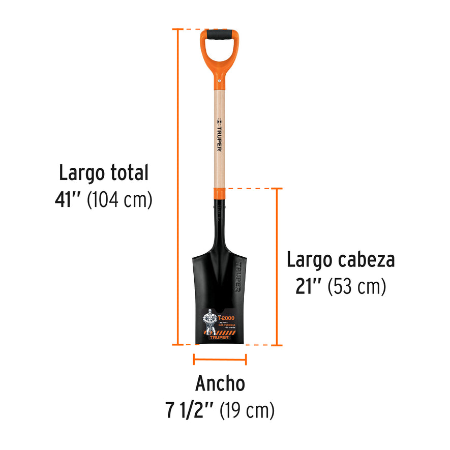 Pala escarramán T-2000, puño 'Y', Truper Caja con 3, 17162