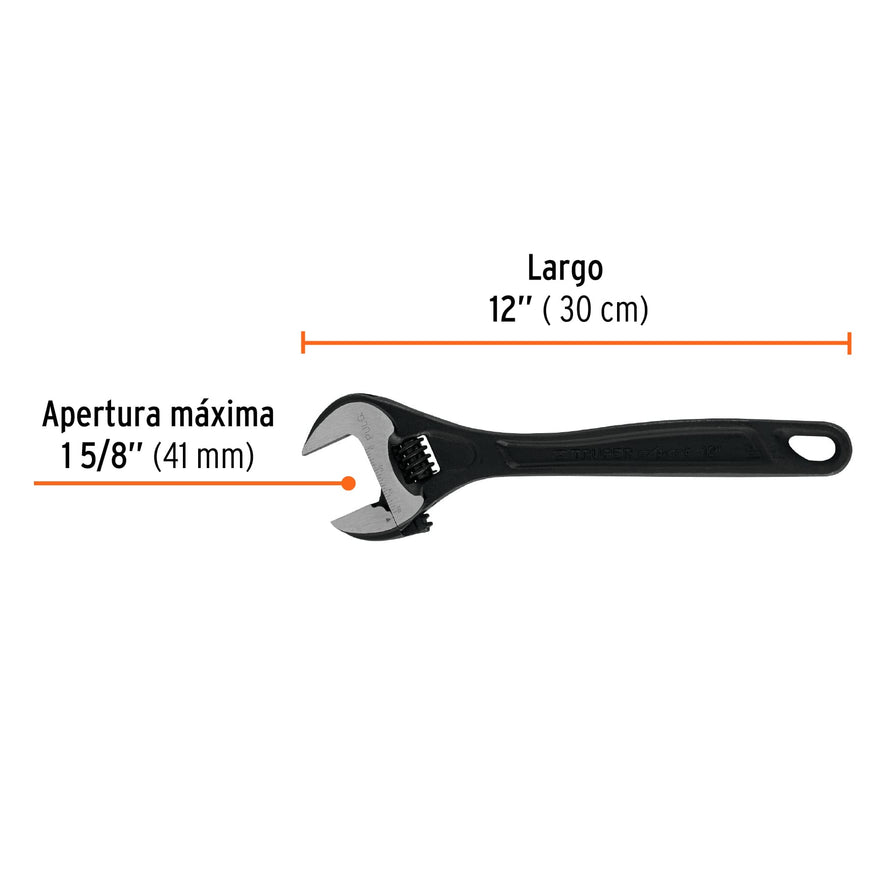 Llave ajustable (perico) 12' profesional pavonada, Expert Caja con 6, 15503