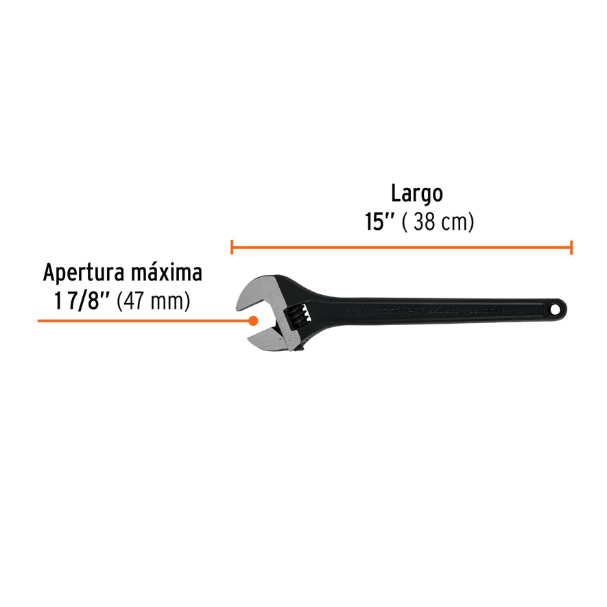 Llave ajustable (perico) 15' profesional pavonada, Expert, 15504