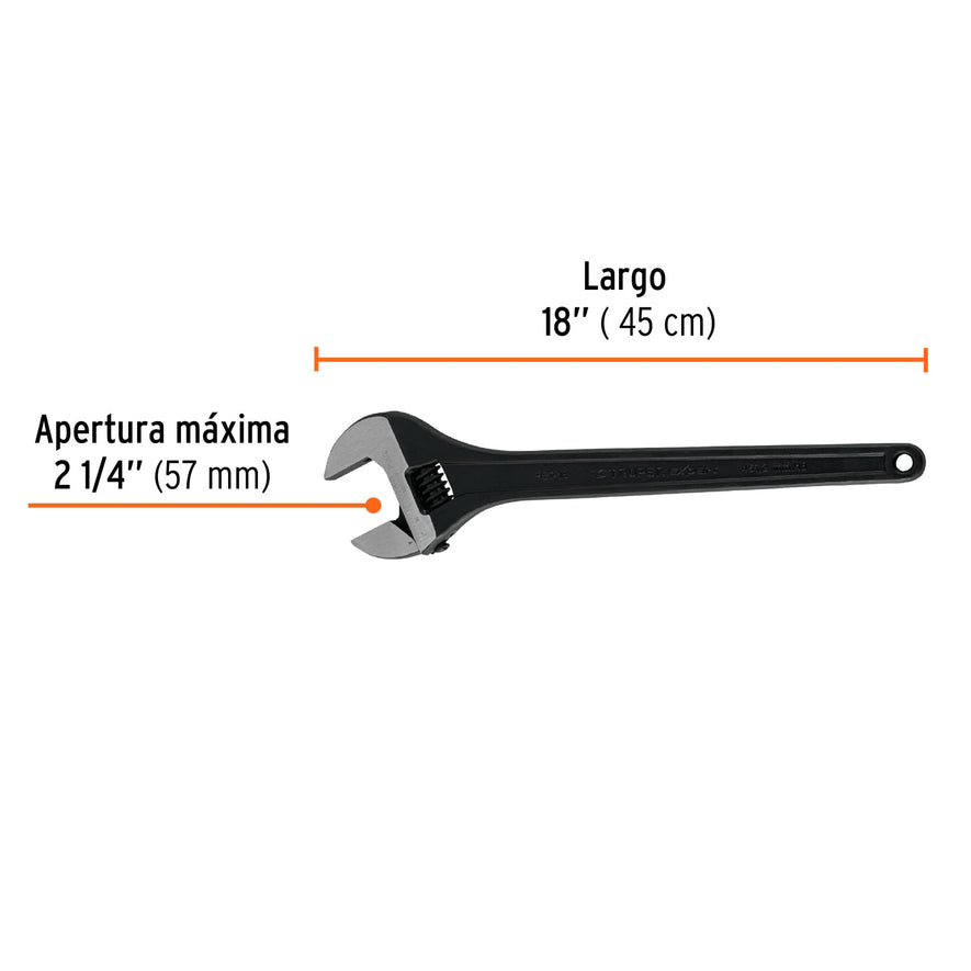 Llave ajustable (perico) 18' profesional pavonada, Expert, 15498