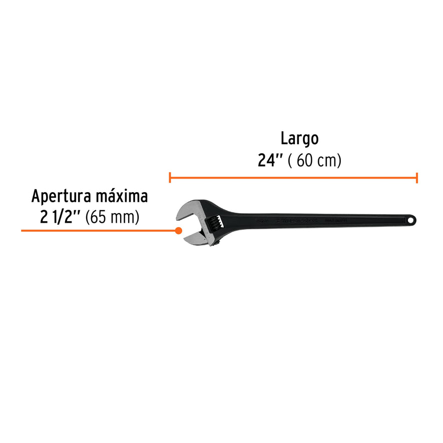 Llave ajustable (perico) 24' profesional pavonada, Expert, 15499