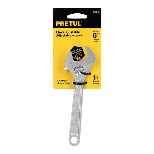 Llave ajustable (perico) 6' cromada, Pretul Caja con 6, 21814
