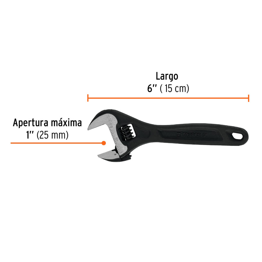 Llave ajustable (perico) 6' profesional pavonada, Expert Caja con 6, 15500