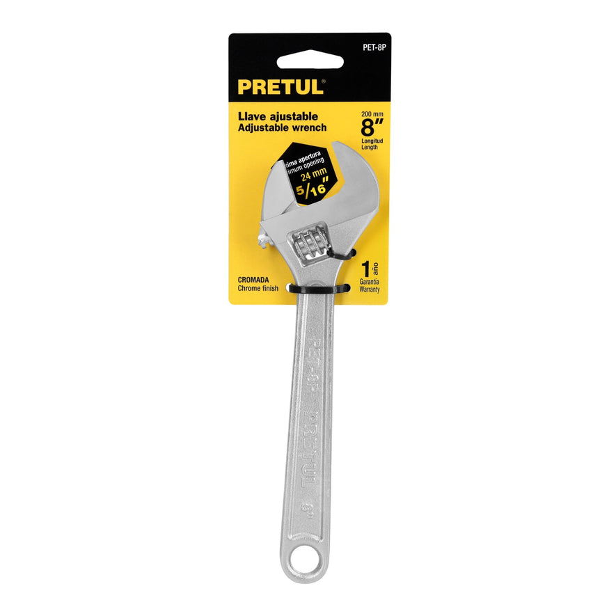 Llave ajustable (perico) 8' cromada, Pretul Caja con 6, 21815