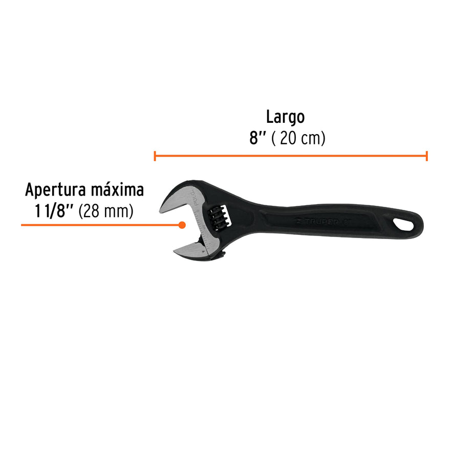 Llave ajustable (perico) 8' profesional pavonada, Expert Caja con 6, 15501