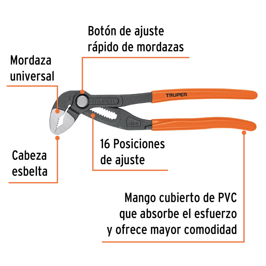 Pinza de extensión 10', mango de PVC, Truper Caja con 3, 102483