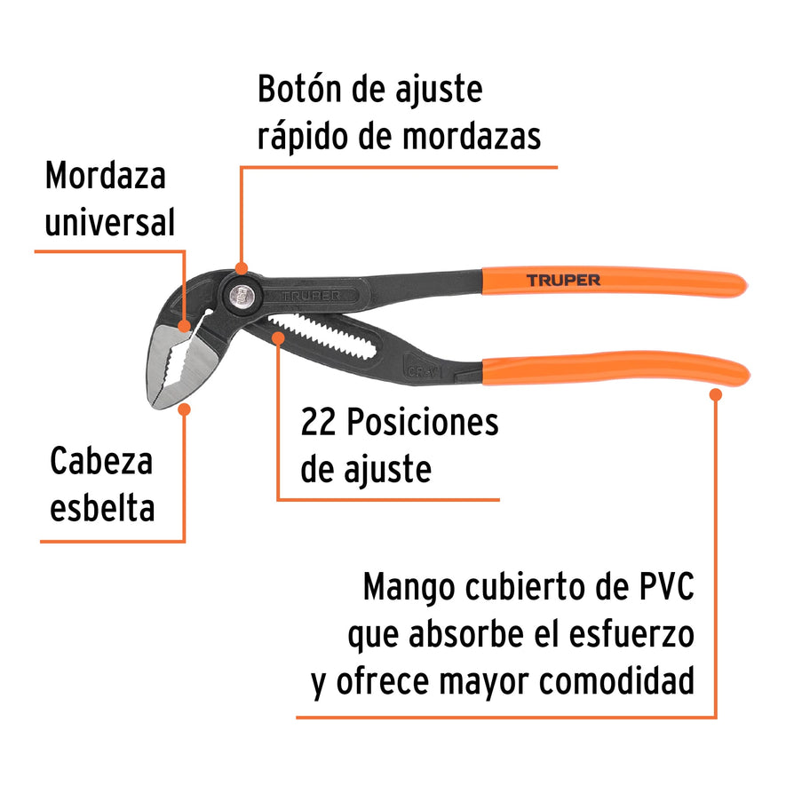Pinza de extensión 12', mango de PVC, Truper Caja con 3, 102484