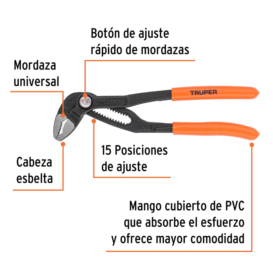 Pinza de extensión 7', mango de PVC, Truper Caja con 3, 102482