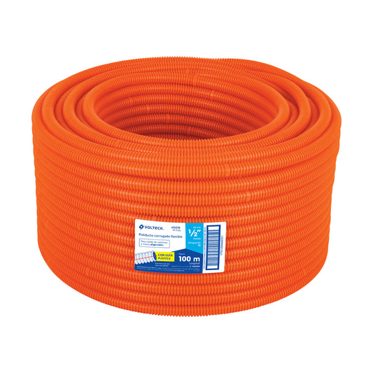 Metro de poliducto 1/2' corrugado flex. c/guía, rollo 100 m Caja con 100, 45016
