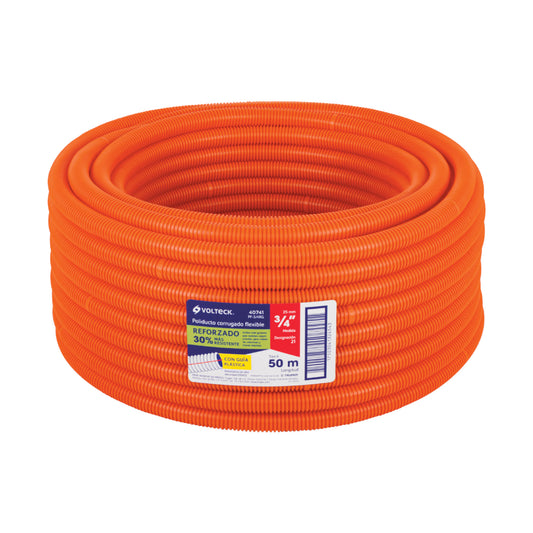 Metro de poliducto 3/4' corrugado flex. reforz. c/guía, 50m Caja con 50, 40741