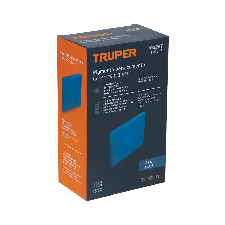 Pigmento azul para cemento, 1 kg, Truper Caja con 4, 103267