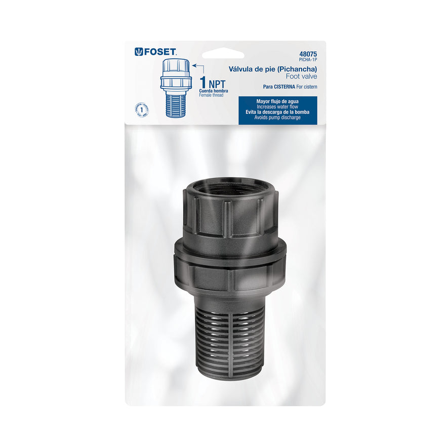 Válvula de pie (pichancha) de 1' de polipropileno, Foset Caja con 12, 48075