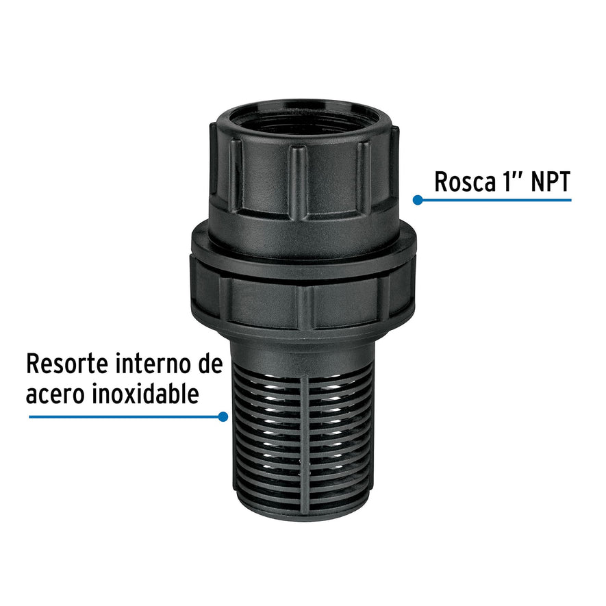 Válvula de pie (pichancha) de 1' de polipropileno, Foset Caja con 12, 48075