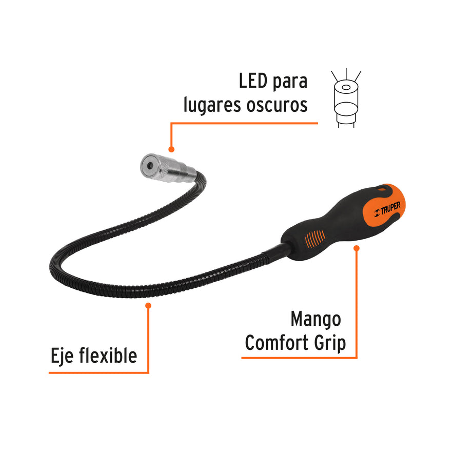 Imán flexible de acero con LED, 3 kg, Truper Caja con 6, 15326
