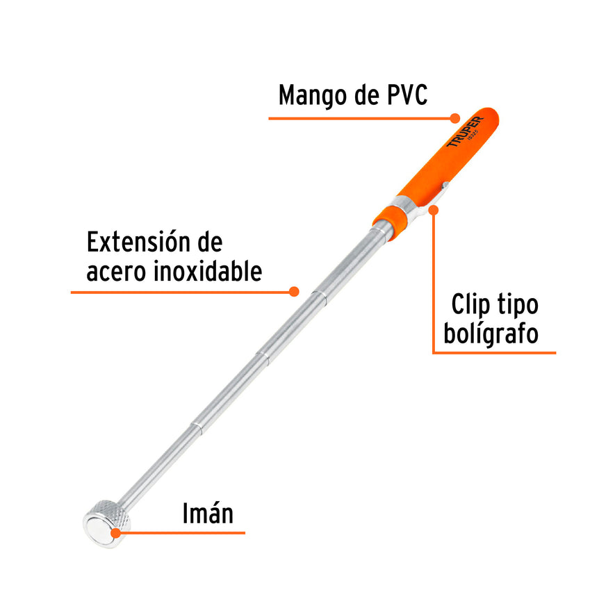Imán extensible de acero inoxidable, 3.6 kg, Truper Caja con 6, 15325