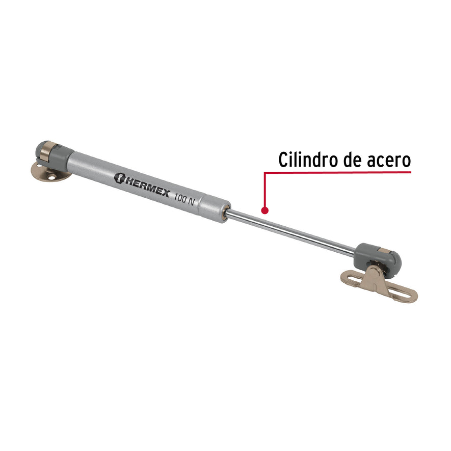 Pistón a gas con capacidad de 100 N / 10 kg, Hermex Caja con 10, 42003