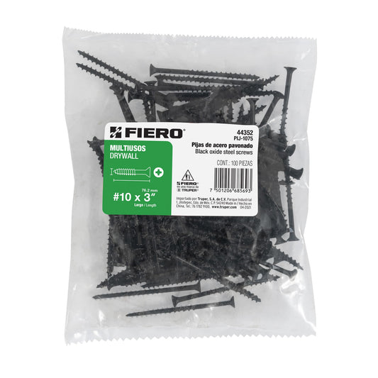 Bolsa con 100 pijas #10 x 3' multiusos, Fiero Caja con 6, 44352