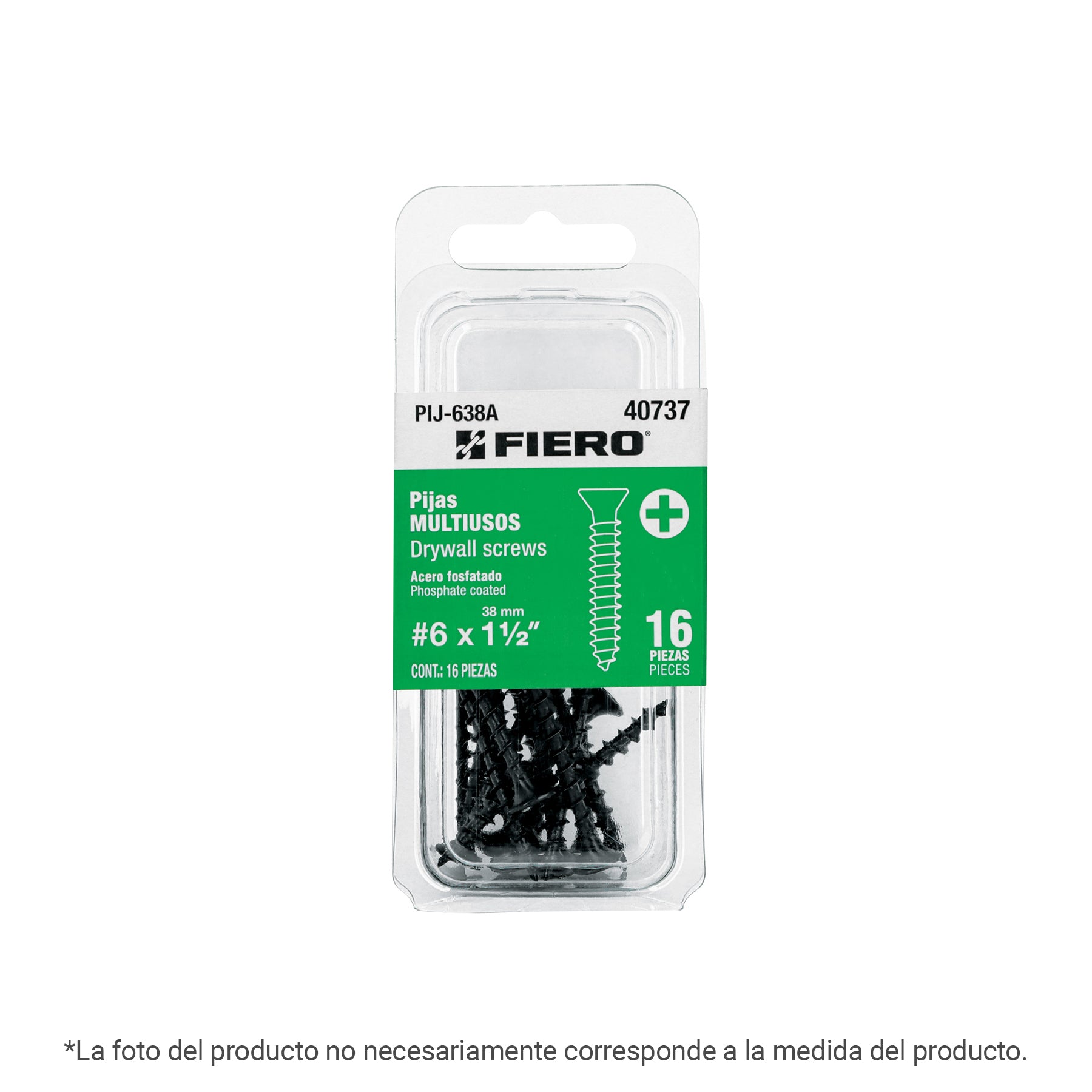 Blíster con 20 pijas #6 x 1' multiusos, FIERO Caja con 12, 40777