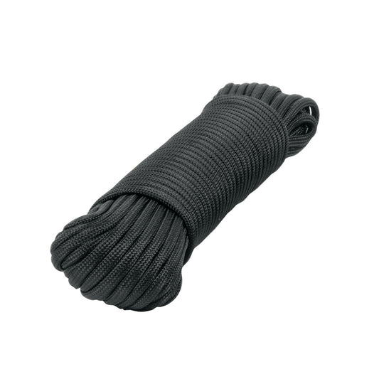 Piola de nylon paracord de 4mm x 15m negro, madeja, FIERO Caja con 12, 49703