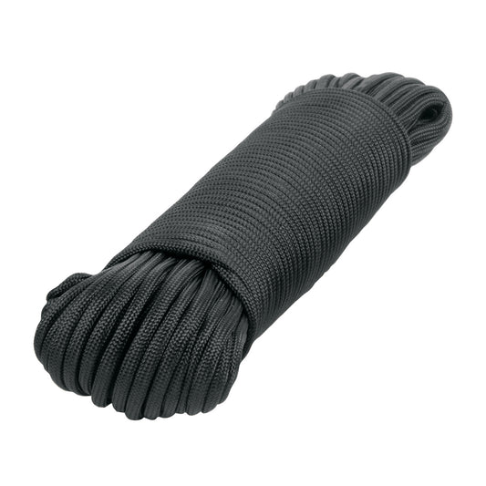Piola de nylon paracord de 4mm x 30m negro, madeja, FIERO Caja con 12, 49704