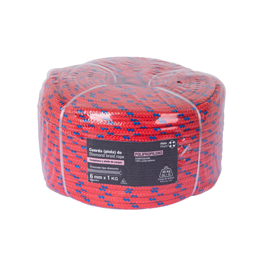 Piola de Polipropileno trenzada, multicolor, 6mm, 1 Kg Caja con 6, 47865