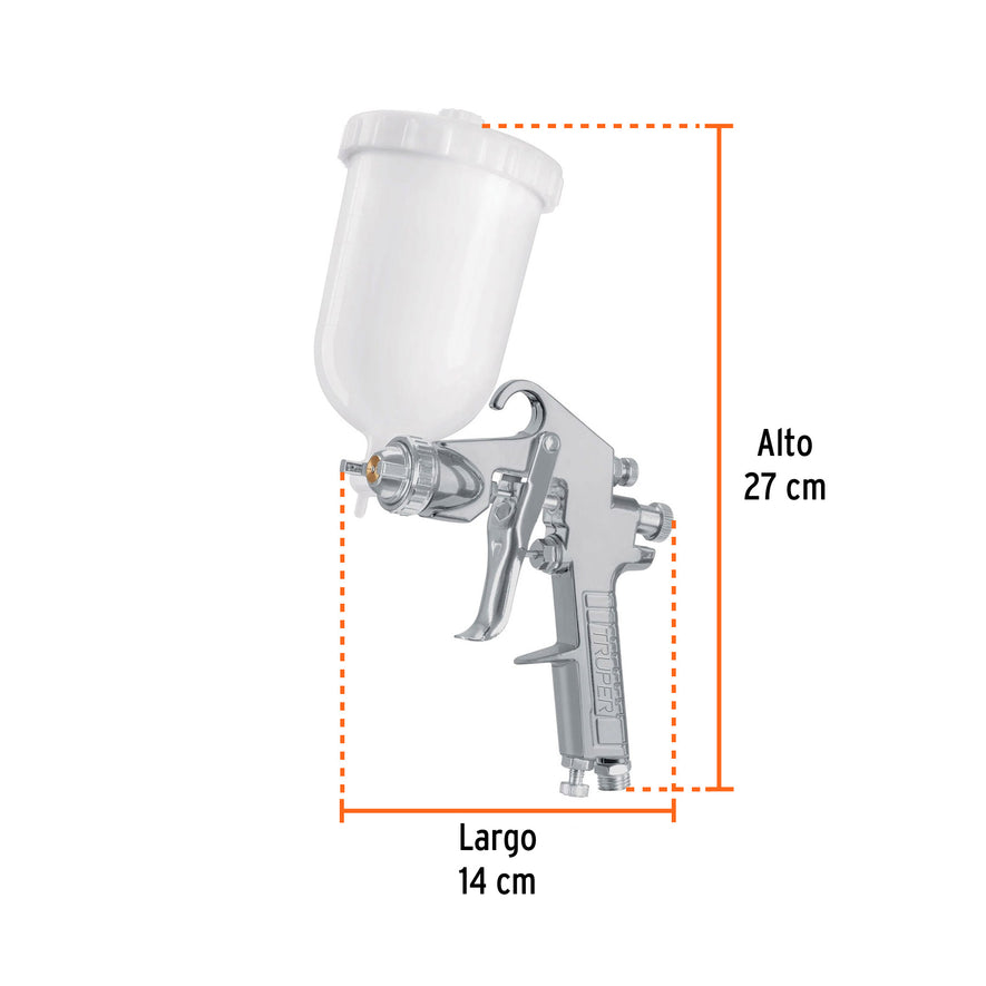 Pistola p/pintar gravedad LVMP vaso plástico, 2 mm, Truper Caja con 2, 101857