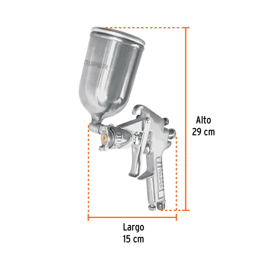 Pistola p/pintar gravedad LVMP vaso aluminio, 1.7 mm, Truper Caja con 2, 13061
