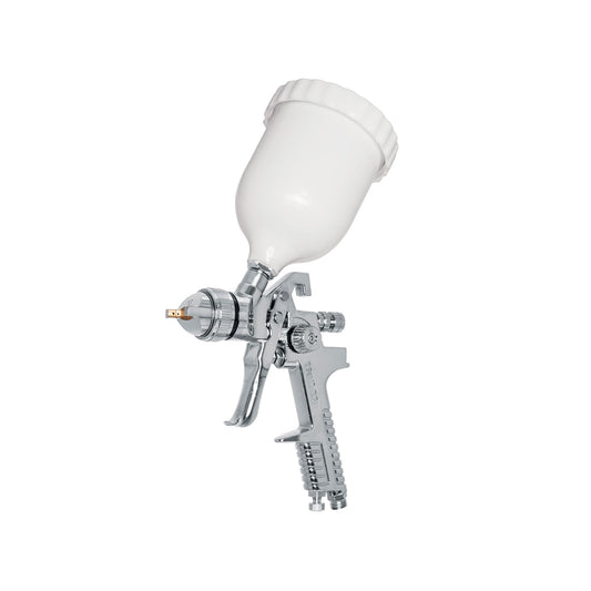 Pistola p/pintar gravedad HVLP vaso plástico, 1.7 mm, Truper, 12129