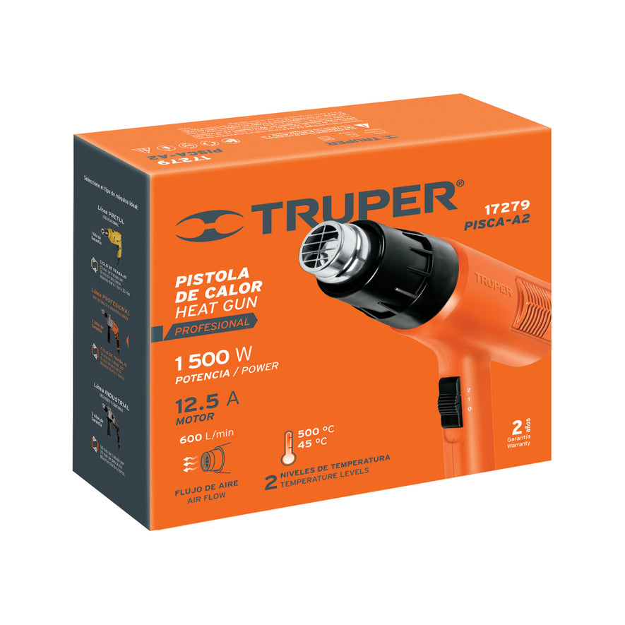 Pistola de calor 1500W, TRUPER PRO, 17279