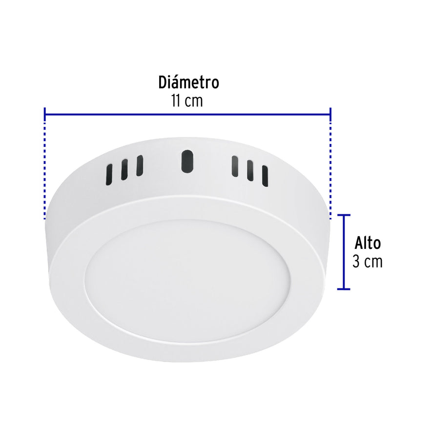 Luminario LED tipo plafón 6 W, redondo, luz de día, blanco Caja con 4, 46711
