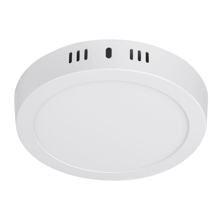 Luminario LED tipo plafón 12 W, redondo, luz cálida, blanco Caja con 4, 48257