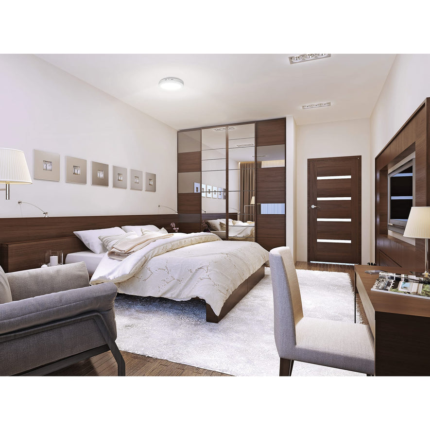 Luminario LED tipo plafón 18 W, redondo, luz de día, blanco Caja con 4, 46715