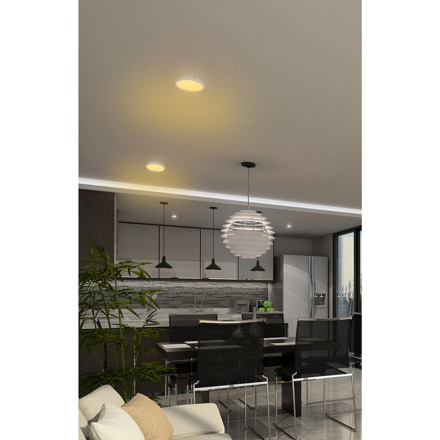 Luminario LED tipo plafón 24 W, redondo, luz cálida, blanco Caja con 2, 48259
