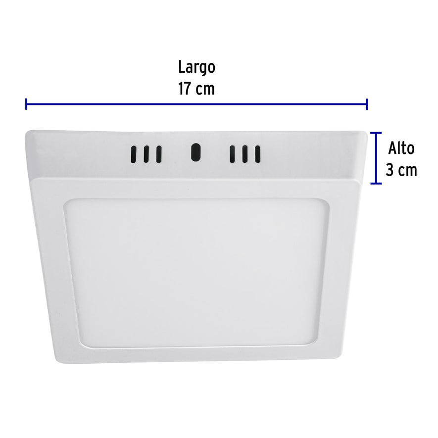 Luminario LED tipo plafón 12 W, cuadrado, luz de día, blanco Caja con 4, 47443