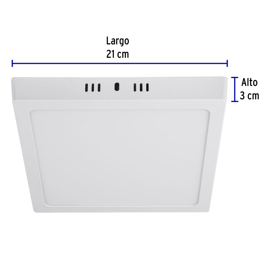 Luminario LED tipo plafón 18 W, cuadrado, luz de día, blanco Caja con 2, 47444