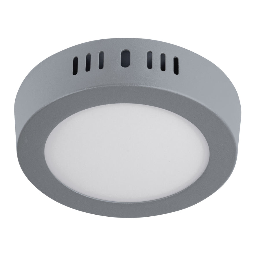 Luminario LED tipo plafón 6 W, redondo, luz de día, gris Caja con 4, 47346