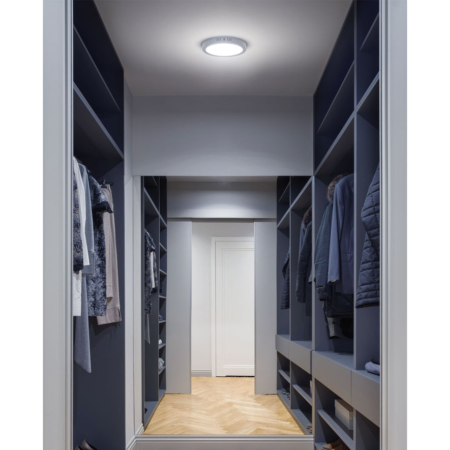 Luminario LED tipo plafón 24 W, redondo, luz de día, gris Caja con 2, 47349